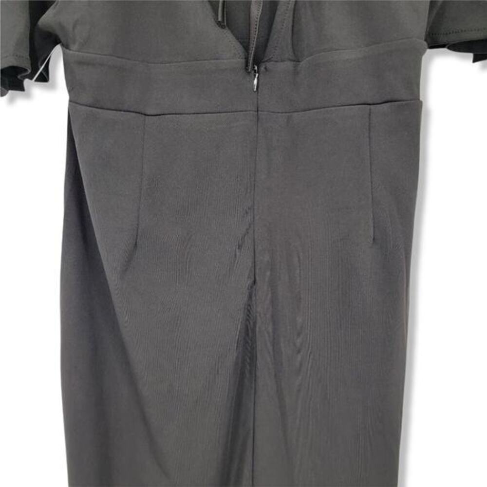 New Zeagoo Black Bat Flutter Sleeve Midi Dress Tie‎ Back Womens Size Large - Picture 6 of 11
